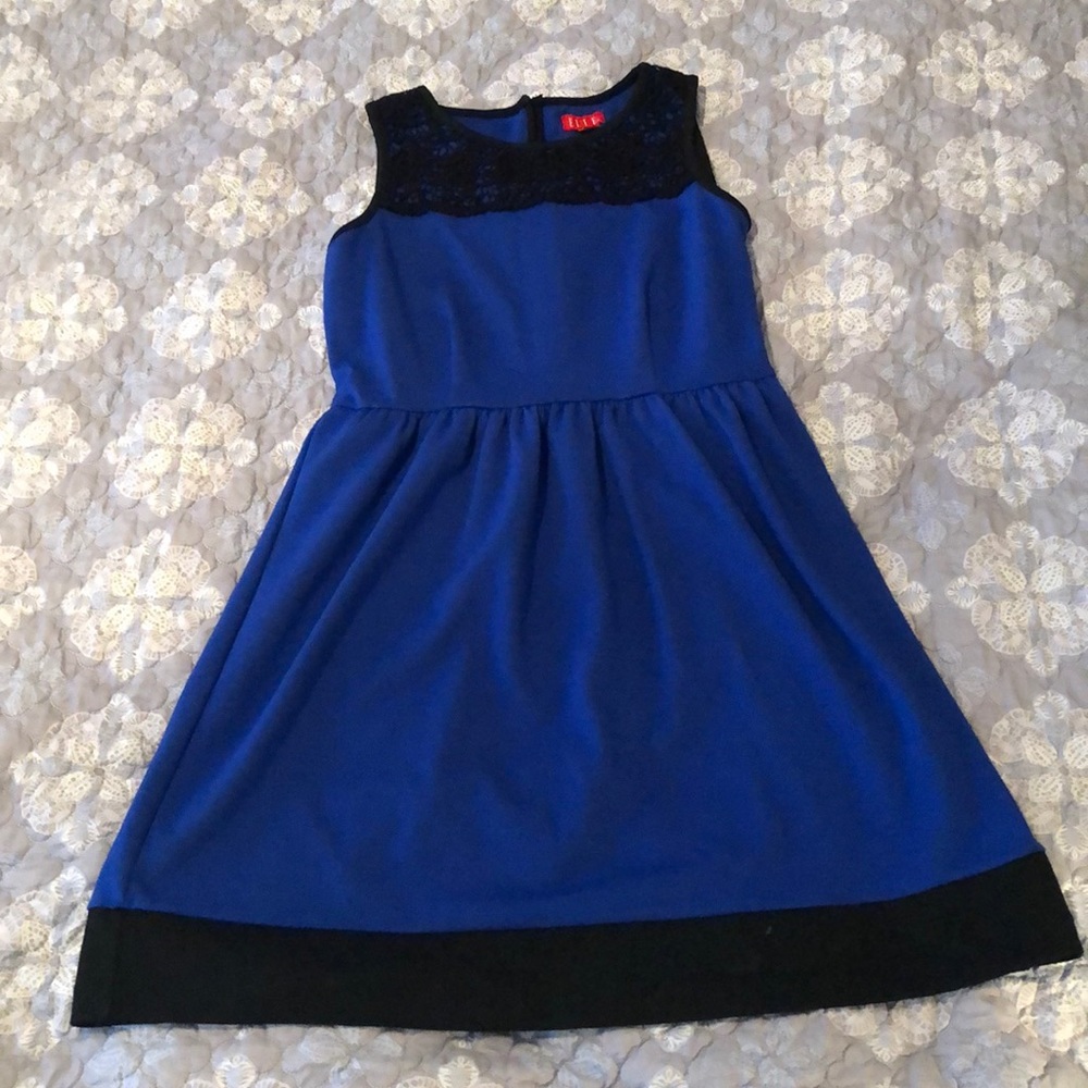 Never worn cobalt blue and black dress